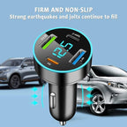 4 Ports Fast Car Charger,[Upgrade Voltmeter Display] PD+QC3.0+USB C Car Charger for 12-24V Cigarette Lighter Plug,Car Phone Charger Compatible with iPhone/Android/Samsung/iPad (QC3.0+Type-C+PD+2.4A)