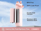 POWCAN 26 oz Insulated Water Bottle with 2-in-1 Straw and Spout Lid, Keep Cold 24H, Leak-Proof, Fits in Car Cup Holder, Stainless Steel Water Bottle for Sports, Travel, and School (Bow Down to Cherry)