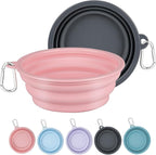 Kytely Collapsible Dog Bowls X-Large (1500ml), 2 Pack Foldable Travel Bowls, Portable Dog Water Food Bowl with Clasp, Pet Feeding Cup Dish for Traveling, Walking, Hiking (Pink+Grey)