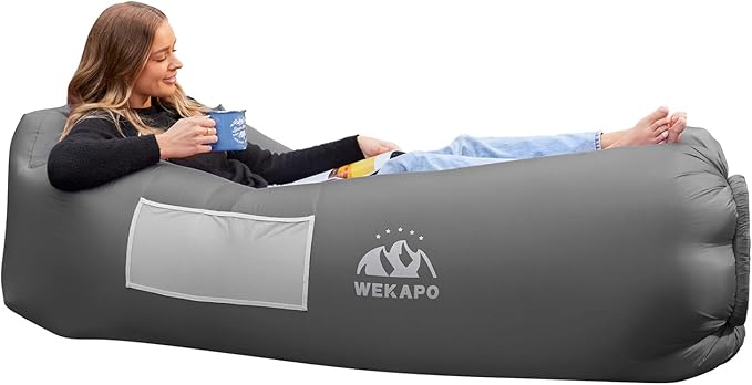 WEKAPO Inflatable Couch Air Lounger Chair - Camping & Beach Accessories, Portable Blow up Sofa for Hiking, Lawn, Indoor/Outdoor Movies & Music Festivals. Lightweight and Easy to Set Up Air Hammock