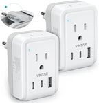 2 Pack Italy Travel Plug Adapter, VINTAR Foldable Italy Power Adapter with 3 USB Ports(2 USB C) and 2 American Outlets, 3 Prong Grounded Type L Plug Adapter for US to Italy Rome Uruguay Chile