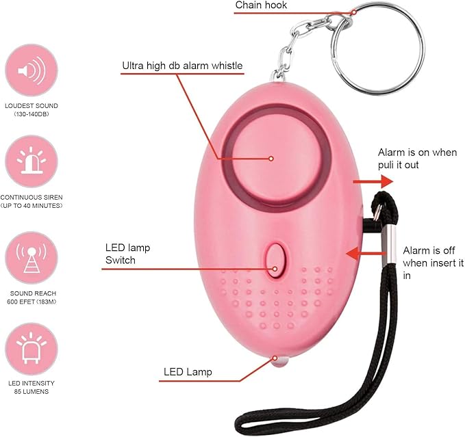 Safe Sound Personal Alarm, 12 Packs 140DB Personal Security Alarm Keychain with LED Lights, Emergency Safety Alarm for Women, Men, Children, Elderly