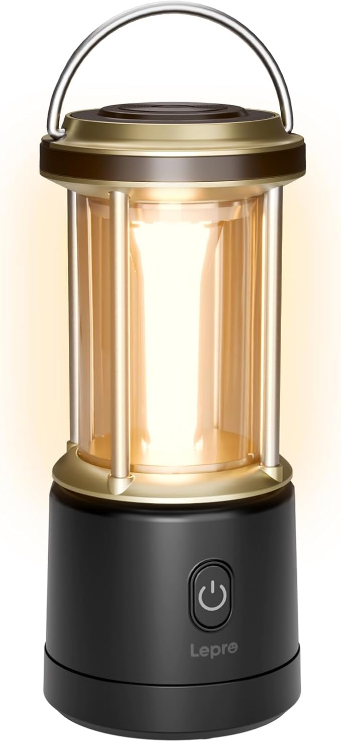Lepro 1100LM Battery Powered LED Camping Lantern, Waterproof Tent Light with 5 Light Modes, Camping Essentials, Portable Lantern Flashlight for Camping, Emergency Light, Power Outage, Not Rechargeable