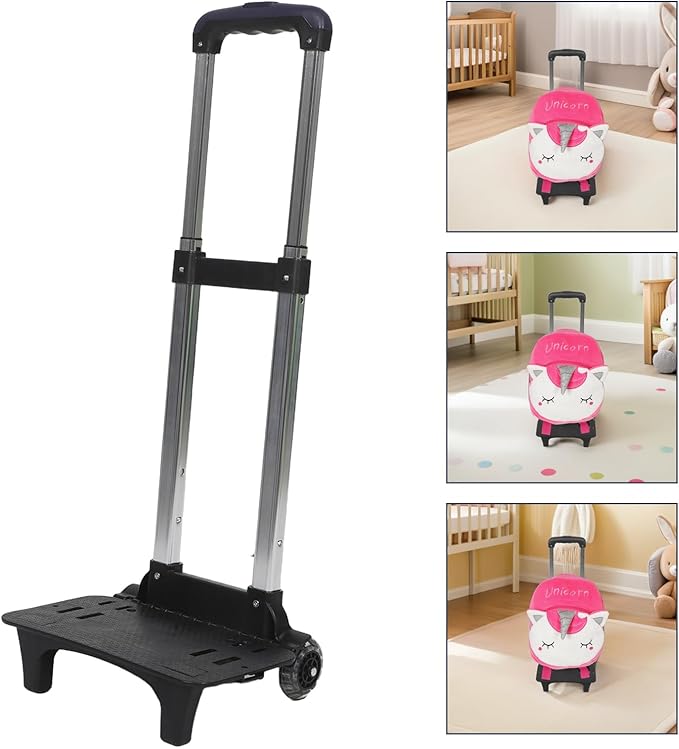 ULTECHNOVO Backpack Trolley Frame with Blue Lightweight Six Wheels, Telescopic Schoolbag Carrier, Utility Rolling Cart for Outdoor and School Use