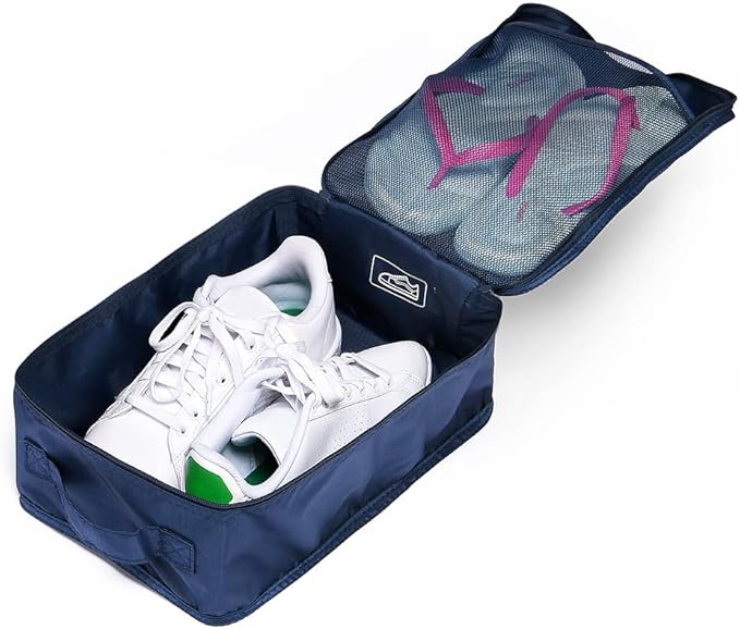Travel Shoe Bags, Foldable Waterproof Shoe Pouches Organizer-Double Layer (6 Navy Shoe Bags)