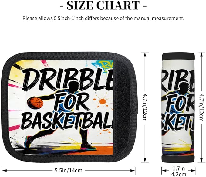 2 Pack Luggage Handle Wrap with Travel Tags - Non-Slip Protective Cover Soft Handle Grips Covers for Suitcase(Graffiti Basketball)