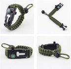 ZHIYE Survival Paracord Bracelet Flint Fire Starter Scraper Compass Wilderness Survival Whistle Adjustable Wristband 2Pack Black&Armygreen