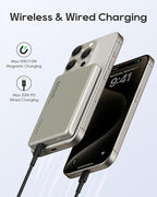 Kuulaa 10000mAh Magsafe Battery Pack 0.47IN Ultra Slim Magnetic Portable Charger Wireless Magsafe Power Bank Compatible with iPhone 16/15/14/13/12 Series