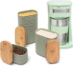 Mixpresso Single Cup Coffee Maker & 14oz Travel Mug, Lightweight Personal Drip Coffee Brewer & Tumbler, Compatible with Coffee Grounds Bubdle With 3 Piece Set Of Airtight Coffee And Sugar Plastic Cani