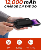 Soleilwear Power Bank for Heated Vest 12000mAh/5V, Portable Charger Battery Pack, Compatible Heated Vest, Heated Clothes and Electronic Devices, TSA Friendly