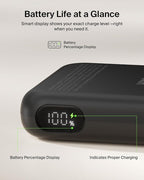 Belkin MagSafe Power Bank 10,000mAh, Qi2.2 25W Portable Charger w/Kickstand, Magnetic Back Supports MagSafe Accessories, Digital Display, Wireless Charging Battery Pack for iPhone 17, Pixel - Black