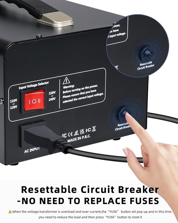 LVYUAN 3000 Watt Voltage Converter Transformer Heavy Duty Step Up/Down AC 110V/120V/220V/240V Power Converter with 2 US Outlets, 2 Universal Outlets, Resettable Circuit Breaker Protection