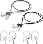 Magnetic Anti-Lost Straps Compatible with AirPods 1st to 4th Generation and AirPods Pro 1st to 4th Generation, with 2 Additional Pairs of Ear Hooks (Black Grey)