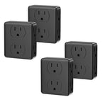 6 Outlet Extender, HITRENDS Multi Plug Outlet Extender, 4 Pack 3-Prong Wall Plug Multiple Splitter for Cruise Ship Home Office Dorm Room Essential, 1875W, Black