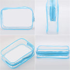 Tbestmax 10 Pcs Clear Cosmetic Bags Makeup Bags Portable Waterproof Travel Toiletry Bags Organizer Blue, 7.5"x 4.8"x 2.3"
