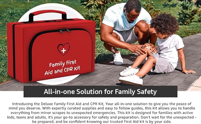 Family First Aid & CPR Kit - Emergency Medical Kit for the Entire Family, Child, Kids, and Youth. Perfect for Camping, Travel, Car, Hiking, Sports, Outdoor, and Home - First Aid Guide Life Safety Pro