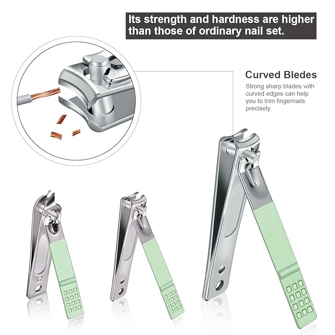 Manicure Set, Travel Mini Nail Clippers Kit Pedicure Care Tools, 10pcs Stainless Steel Grooming kit (Green)
