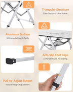 Sportneer Camping Table Folding Table, Bi-Fold Portable with Fast Open Design, Adjustable Height 16.5-27.6", 35.4"x23.6" Lightweight Aluminum Tabletop, Handle & Shoulder Strap for Outdoor Picnic