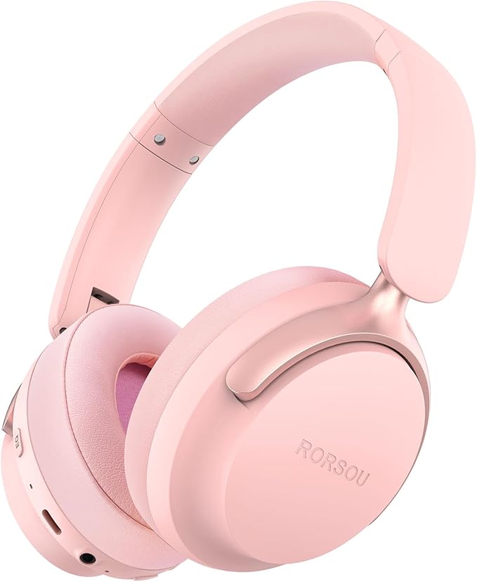 B8 Bluetooth Headphones Over Ear, 6 EQ Music Modes and 50H Playtime Deep Bass Wireless Headphones with Mic, Lightweight Folding HiFi Stereo Headset for iPad/Travel/Tablet/PC/Home Pink