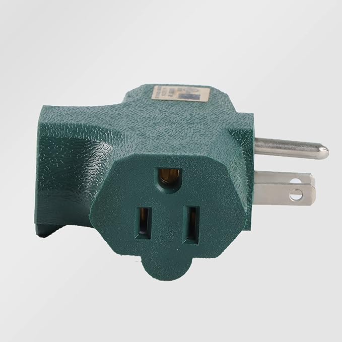 3 Outlet Adapter [UL Listed] 3 Way Outlet Splitter - 3 T-Shaped Adapter Outdoor Power Splitter Grounded Wall Tap Adapter Heavy Duty (4, green)