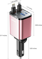 [2026 Upgrade] Retractable Car Charger 84W Car Charger USB C for iPhone 17 16 Fast Charging, Pink Car Accessories, Car Phone Charger Adapter for iPhone 17 Air 16 15 Pro Max, Pixel
