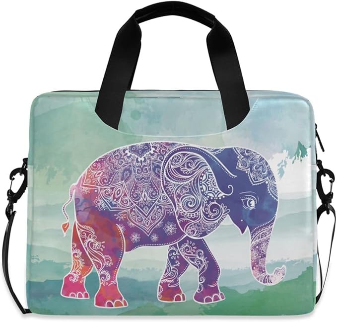 Elephant Art Watercolor Painting Laptop Case, 15.6 inch Laptop Bag, Waterproof Laptop Sleeve, Protective Briefcase for Women Men