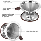 Pour Over Coffee Dripper, Reusable Paperless Coffee Filter,Professional Stainless Steel Drip Cone Brew Coffee Strainer,Upgraded Double Micro Mesh Filter with Cup Stand,1-2 Cup