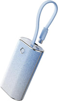 iWALK Sparkly 10000mAh Portable Charger, 22.5W Fast Charging Small Power Bank with Built-in USB-C Cable, Diamond Glitter Ultra-Compact Battery for iPhone 17/17 Pro/16/16 Pro/15, Samsung,ShinyBlue
