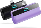[2-Pack]Mini Portable Charger for iPhone 17/16,Upgraded 5500mAh PD Fast Charging USB C Power Bank,Travel Essentials Battery Pack for iPhone 17/17 Pro Max /Air/16/15 Series Galaxy Android-Black+Purple