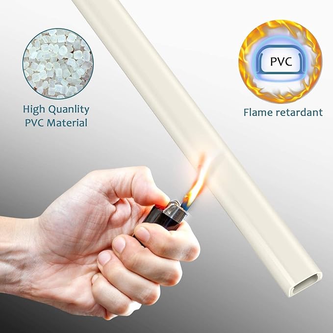 ZhiYo Cable Hider Raceway Kit, Wire Hiders for TV on Wall, Paintable Cord Cover Channel, Cord Hider for Wall Mounted TV in Home Office, W0.95in X H0.47in, Beige