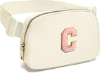 Gitus Personalized Gifts Birthday Gifts for Girls Fanny Pack Cross Body Bags with Initial Letter Preppy Stuff Gifts for Her Girlfriend Wife Sister Friends Mom (Ivory-C)