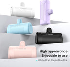 Kuulaa Portable Charger USB C with Built-in USB-C Plug, 4500mAh Mini Power Bank Small Battery Pack for iPhone 15/16,Samsung S22/S23 & Android (Pink)