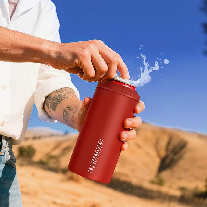 3 in 1 Slim Can Cooler for 12 OZ Skinny Can, Regular Can & Beer Bottle - Keep Cold for 6 Hours - Double Walled Insulated Stainless Steel Vacuum Beverage Can Insulator