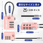 SURE LOCK TSA Approved Combination Luggage Locks with Open Alert Indicator – Durable Zinc Alloy Cable Travel Locks with Large Easy-Read Dials for Suitcases, Backpacks & Gym Bags(2, Pink 2 Pack)