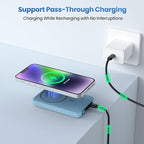 Magnetic Portable Charger Power Bank 5500mAh,Slim Wireless Portable Charger with LCD Display,PD Fast Charging USB-C Battery Pack Compatible with Magsafe,iPhone 16/16 Plus/15/14/13/12 (Light Blue)