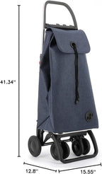 ROLSER I-Max Tweed 4 Wheel 2 Swivelling Foldable Shopping Trolley - Marine