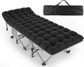 ZENPETIO Camping Cot for Adults, Heavy-Duty Portable Cot Bed with Mattress, Foldable Padded Sleeping Cots for Camping Travel Tent Day Bed Outdoor & Home Guest, Max Load 500 LBS, 75x28x15”