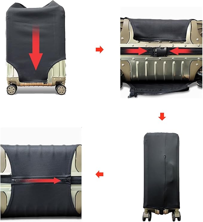 WUJIAONIAO Travel Luggage Cover Baggage Suitcase Cover Protector Skins 18-32 Inch (Pure Black, XL (for 29-32 inch luggage))