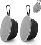 SLSON Dog Bowls Pet Collapsible Bowl with Cover Lids,2 Pack Dog Travel Bowls Portable Foldable Cat Water Dish Bowl for Pets Walking Parking Camping (Black and Black, Small)
