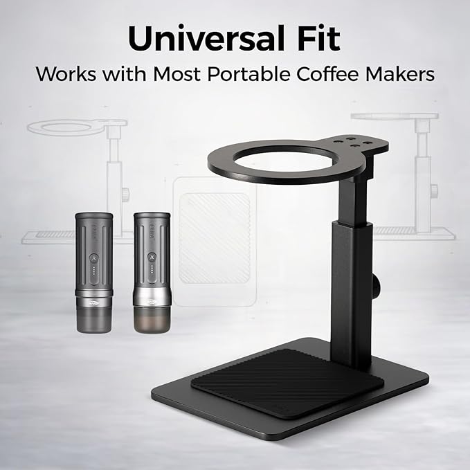 IKAPE Adjustable Portable Coffee Maker Stand, Aluminum Alloy Universal Coffee Machine Holder with Anti-Slip Base, Height Adjustable 13–19.5cm, for Home, Office & Camping