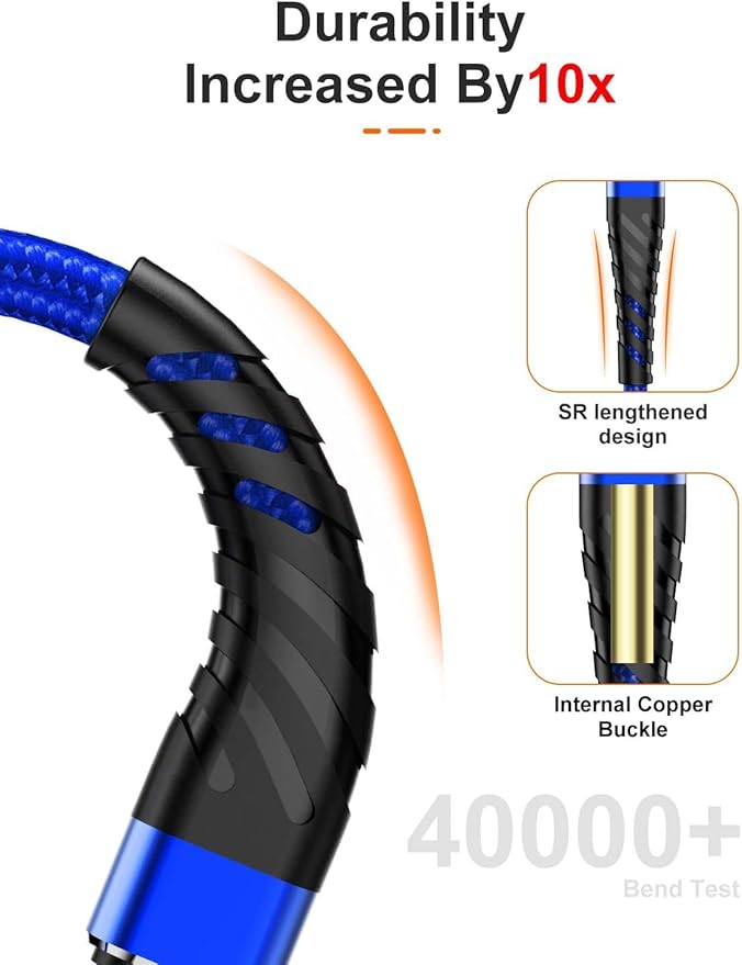 CyvenSmart (2 Pack) Long iPhone Charger 10ft for [MFi Certified], 10 Foot Lightning Cable Fast Charging Cord 10 Feet for iPhone 12/12 Pro/11/11 Pro/11 Pro Max/XS/XS Max/XR/X/8/8 Plus/7/7 Plus/6 Blue