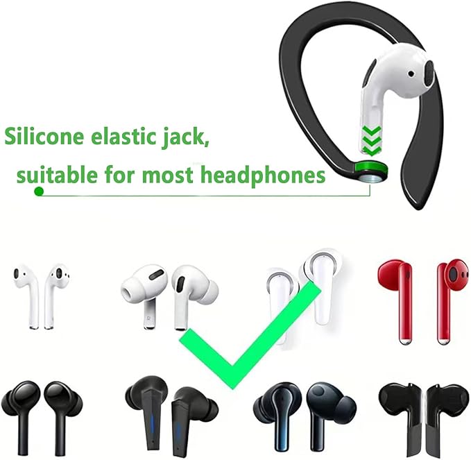 Magnetic Anti-Lost Straps Compatible with AirPods 1st to 4th Generation and AirPods Pro 1st to 4th Generation, with 2 Additional Pairs of Ear Hooks (Black White)