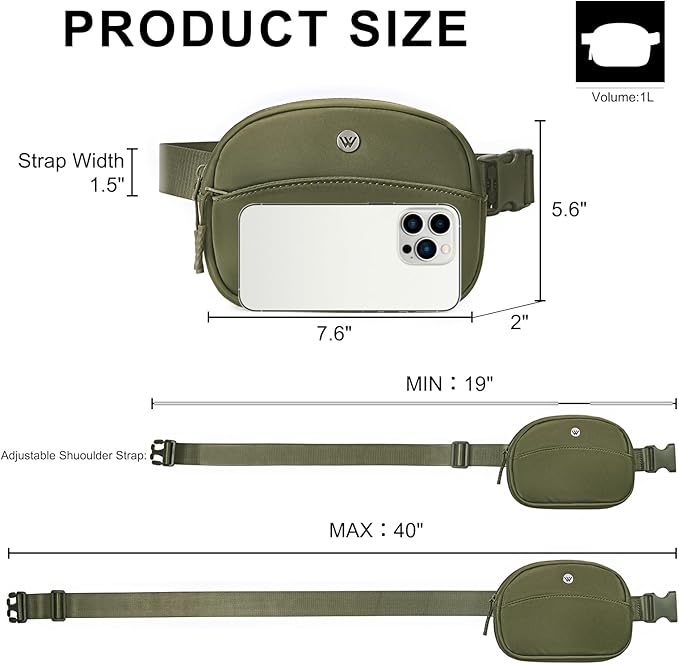 WESTBRONCO Fanny Packs for Women Men, Small Belt Bag Nylon, Lightweight Fashion Waist Packs, Mini Crossbody Bags with Adjustable Strap for Workout Running Traveling(Green)