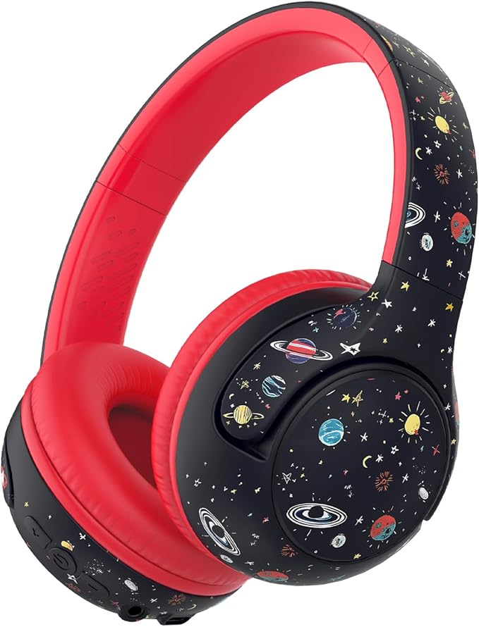 iClever BTH27 Toddler Headphones for 2+ Year Old-CPC Certified, 75/80dBA Safe Volume Limited, 74H Playtime, Bluetooth 5.4, BPA Free, Kids Bluetooth Headphones Aux Cord for Travel iPad, Black