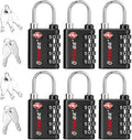 Forge Dual-Opening: Key or Combination Lock, TSA Approved Lock for Luggage, Pelican case, Travel, Gym, School, Luggage Combination Lock, Travel Bag Lock (Black 6 Pk)