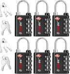 Forge Dual-Opening: Key or Combination Lock, TSA Approved Lock for Luggage, Pelican case, Travel, Gym, School, Luggage Combination Lock, Travel Bag Lock (Black 6 Pk)