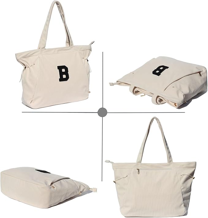 ESVAN Corduroy Yoga Tote Bag Gifts for Women Drawstring Yoga Mat Bag for Office Workout Travel Carryall Pilates Gym