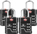 SURE LOCK TSA Approved Luggage Lock – 3-Digit Resettable Combination Padlock with Open Alert Red Dot, Large Easy-Read Dials for Suitcases, Backpacks, Gym & School Lockers (Black 4 pk)