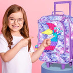 Kids Suitcases for Girls, Cute Mermaid luggage Rolling with Wheels, kids carry on luggage for Children Toddler Elementary - Purple