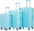3-Piece Hard Luggage Set (20” 24” 28”) with Spinner Wheels, TSA Combination Lock, ABS Hard Shell Luggage, Suitcase Set with Carry On, Medium & Large Checked Bags for Men, Women(Blue)